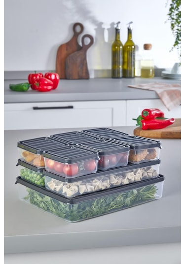 9'lu Set Buzdolabı Organizeri 1x2500ml, 2x1000ml, 6x250ml