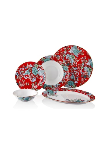 Scarlet Porselen 27 Parça 6 Kişilik Yemek Takımı Kayık Tabaklı