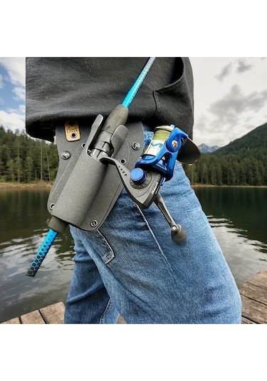 Techbloom Siyah 1 Adet Portatif Olta Kamışı Bel Bandı Plastik Malzeme Ayarlanabilir Eller Serbest Hızlı Çekme Tasarımı Fly Fishing Ve Kıyı Balıkçılığı İçin