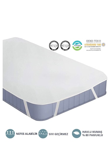Sıvı Geçirmez Köşe Lastikli Havlu Kumaş Yatak Alezi