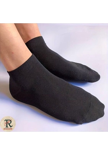 Trampler Unisex 10 Çift Ekonomik Patik Pamuk Çorap Siyah