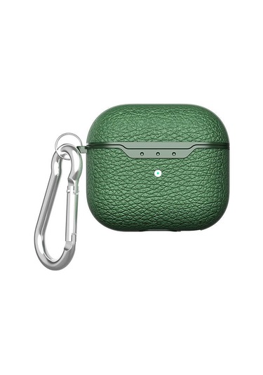 Apple Airpods 3. Nesil İle Uyumlu Kılıf Deri Tarzı Silikon Case 03 Koyu Yeşil