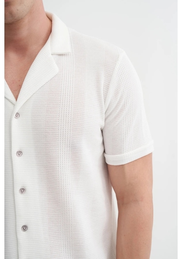 Cazador Örme Erkek K.kol Gömlek Slim Fit Ekru 2000