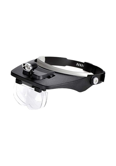 Suntek 2 Led Lambalı Kafa Bandı Büyüteç Kulaklık Büyüteç Siyah Siyah