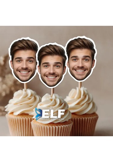 Fotoğraflı Doğum Günü Cupcake Pasta Süsü 10 Adet 0