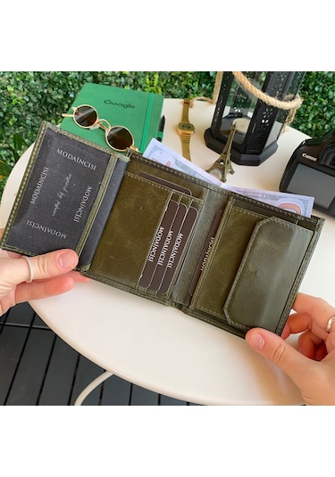 Modica Eretna - Hakiki Deri Bozuk Para Bölmeli Erkek Cüzdan