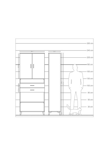 Arges Dolap 5 Raflı 2 Çekmeceli 2 Kapaklı 88x30x221 Aytaşı-çam Aytası