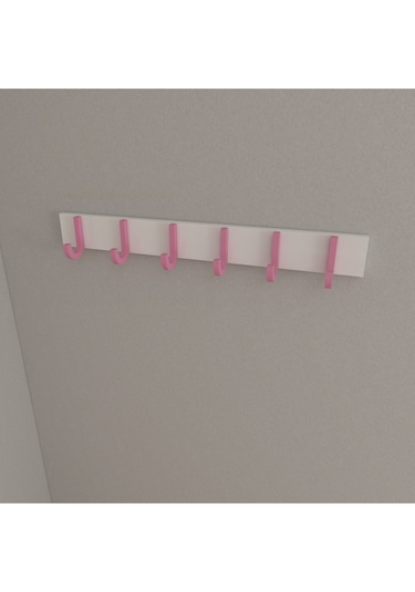 Hepsi3boyutlu Modern Duvar & Kapı Baston Askılık - 6 Adet Pembe J Askılık - Model No : 6 Pembe