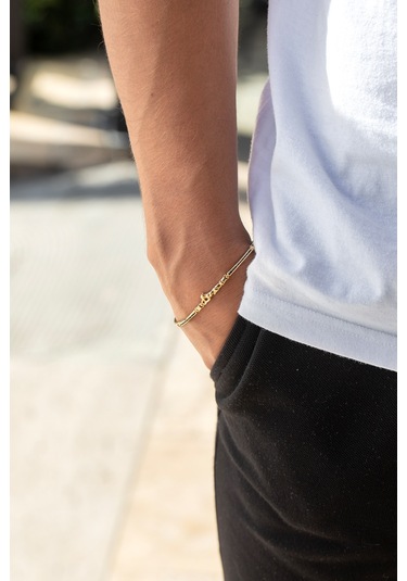 Cenova Kuyumculuk 14 Ayar Altın Panter Figürlü Erkek Bilekliği Sarı Altın