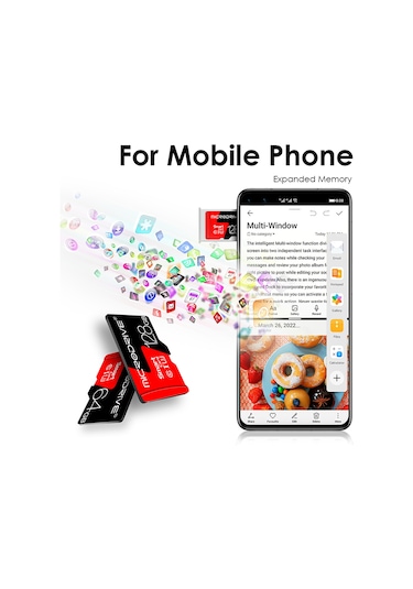 Monyee 128gb Tf Micro-sd Kart, Class 10, 20-40mb/s Okuma-yazma Hızı, Akıllı Telefon, Araba Kamerası, Fotoğraf Makinesi İçin Bellek Genişletmesi