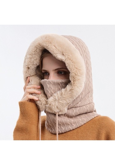 Ww Açık Havada Soğuğa Dayanıklı Kayak Şapkası, Yüz Maskesi, Tek Parça Soğuğa Dayanıklı Başlık - Açık Kahverengi