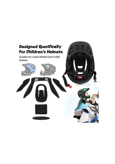 Geeroyoo Çocuk Kaskı İç Astarı Seti - Yb18542 Ve Y11984 Uyumlu, Kalın+ince 2'li Takım, Ter Emici Siyah