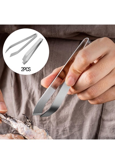 Suntek 2 Parça Balık Kılçığı Cımbız, Paslanmaz Eğimli Gosterildigi Gibi Diğer