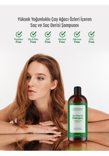 Zinderm Arındırıcı Ve Dengeleyici Tuzsuz Çay Ağacı Şampuanı 500 ML
