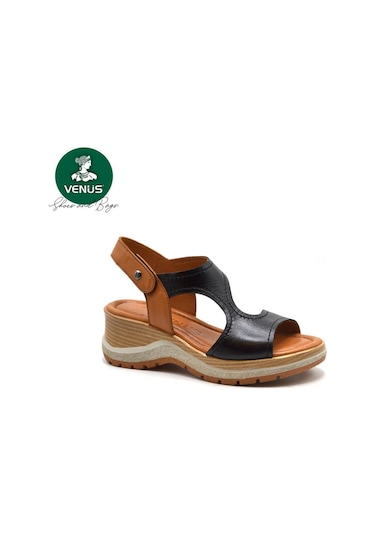 Venüs 2409901y Dolgu Topuk Cırtlı Deri Kadın Sandalet 001
