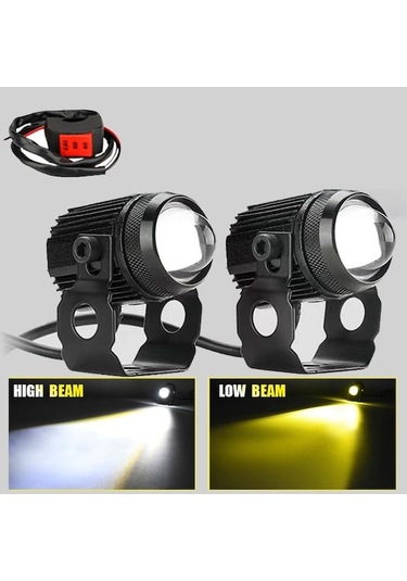 Novahub Motosiklet Gizli Led Far Çift Renk Atv Scooter İçin Uygun Yardımcı Led Spot Motor Sis Lambası Aksesuarları 1pcs 1pcs