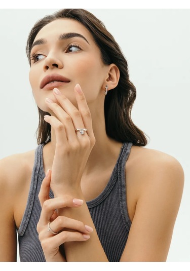 Fly Jewelry 925 Ayar Gümüş Asma Detaylı Yüzük 219530387 Gri