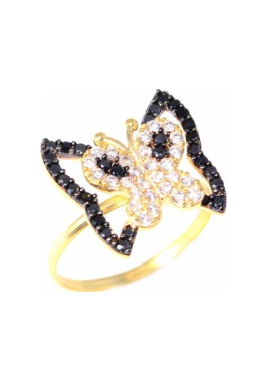 925 Ayar Gümüş Kelebekli Yüzük, Sarı