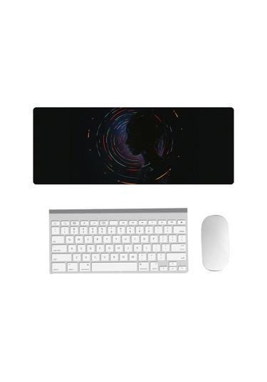 El-boyalı Fantazi Desenli Mouse Pad, Boyut: 300 X 800 X 5mm Dikiş 2 Silüet