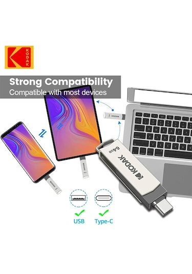 Kodak 64gb.typec Usb 3.2 Apple Uyumlu iPhone 15  Ve Type-c Girişli Tüm Cihazlar