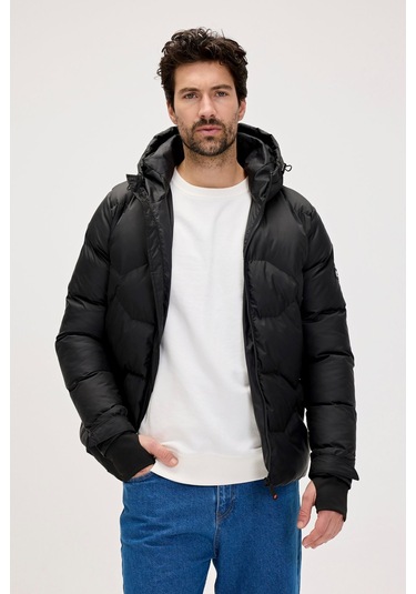 Axel Siyah Erkek Kapüşonlu Mont-nıght Nıght