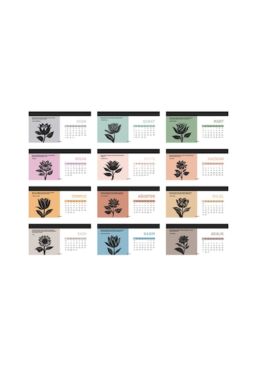 Çiçek Temalı Poster Masaüstü Takvimi-2217