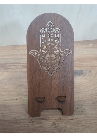 2 Adet Ahşap Fatıma'nın Eli Telefon Tutucu Masaüstü Telefon Stant