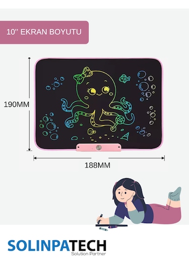 Solinpatech 10'' Şarj Edilebilir Dijital Yazı Çizim Tableti Pembe