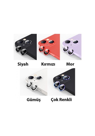 More TR ALLY iPhone 14-14 Plus 3D Metal Çerçeveli Kamera Lens Koruyucu - siyah