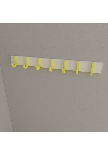 Hepsi3boyutlu Modern Duvar & Kapı Baston Askılık - 7 Adet Sarı J Askılık - Model No : 6 Sarı