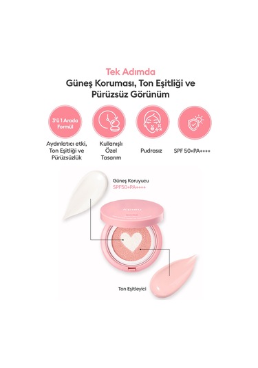 Ton Eşitleyici Pembe Bazlı Güneş Koruyucu Cushion A'pıeu Pure Block Tone-up Sun Cushion Spf50+pa++++