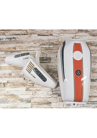 Cg Şeritli Benzin Deposu Ve Yan Kapak Takımı Beyaz