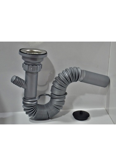 Yapıtaşı YT52 Çift Çıkışlı Körüklü Evye Lavabo Gider sifonu Gri