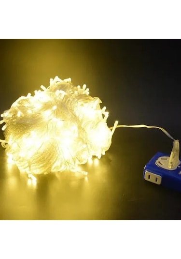 10m 60 Led Pilli 2 Kademeli Gün Işığı Şeffaf Kablo Çok Renkli
