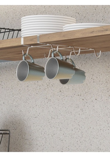 Suntel Dolap Kapağına Gecmeli Kupa Bardak Askılığı Gri