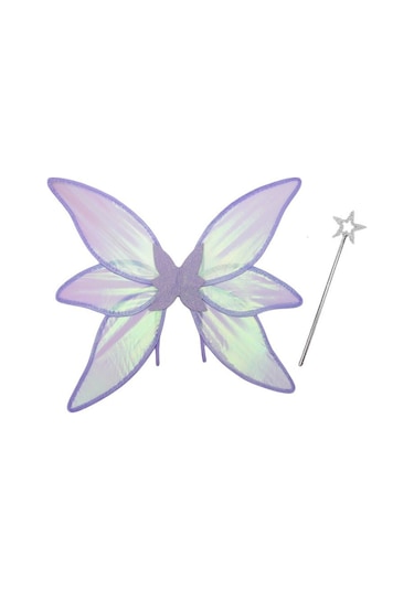 Tatil Partisi Cosplay Giydirme 6 Parça Renkli Kanatlar 2 Parça Set-mor