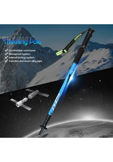 Maiyame Alüminyum Şok Emici Teleskopik Dağcılık Çubuğu - Ergonomik Kolluk, 3 Bölüm, 65-135cm, Dış Etkinlikler İçin Dayanıklı Destek Beyaz