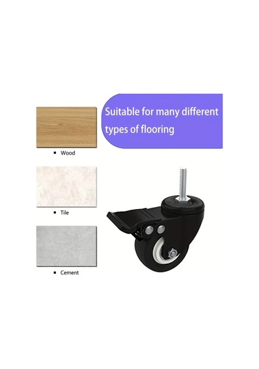 Dashanshop 4'lü 2 İnç Frenli M10x25 Dişli Metal Ve Plastik Tekir Tekerlekli Çift Rulmanlı