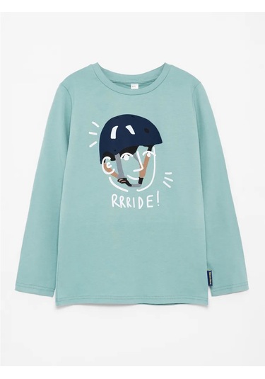Bossa Nova Oversize Spor Baskılı Erkek Çocuk Uzun Kollu Tişört 36525464 Açık Mavi