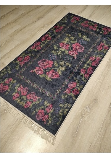 Yamalı Home Style Deri Taban Siyah Kırmızı Pr5616-80X150 Siyah