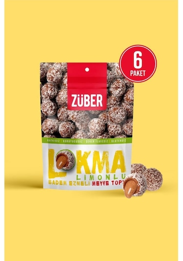 Züber Lokma Limonlu Badem Ezmeli Meyve Topu 6 x 96 G