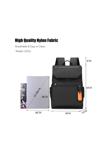 Dizüstü Bilgisayar Sırt Çantası 15,6 İnç Seyahat Sırt Çantası Usb Şarjlı Okul, Eğlence, İş, Su Geçirmez Naylon Siyah