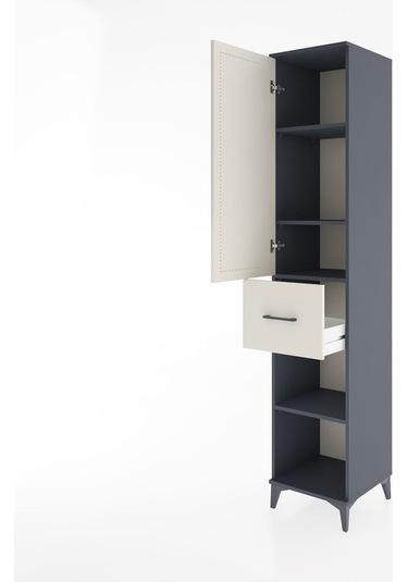 Hyperion Dolap 4 Raflı Tek Çekmeceli Tek Kapaklı 44x44x221 An... Antrasit