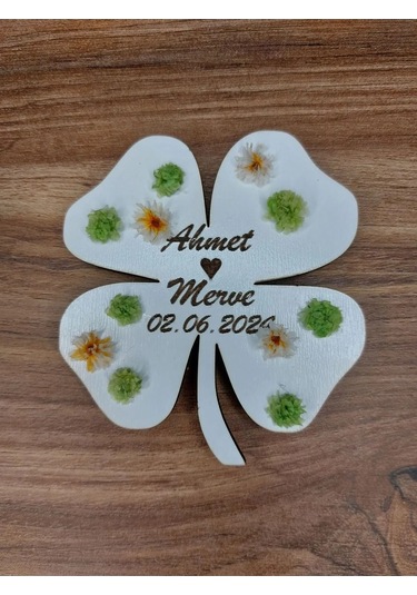 Lavanta Tasarım 25 Adet Nişan Nikah Hatıra Yonca Magnet