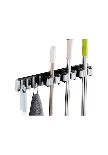 Yunboo 40cm Siyah 4 Kanca Tüp Sünger Tutucu - Delme/delmesiz İki Kullanıma, Alüminyum Malzeme, 12kg Yüke Dayanır Siyah