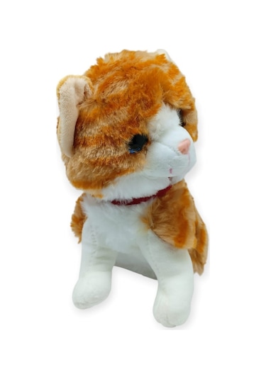 Sesli Peluş Kedi 25 Cm - Sarı Sarı