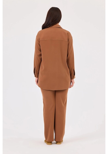 Galaxi Kadın Büyük Beden Bağcıklı Pantolon 4023 Camel Camel