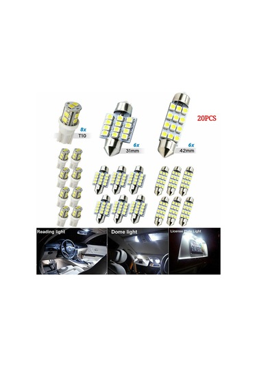 Suofeng 20'li Araç Led Işık Seti: Tavan Işığı, T10 Gösterge Işığı, Okuma Işığı, Plaka Işığı - Enerji Verimli, Kolay Kurulum Diğer