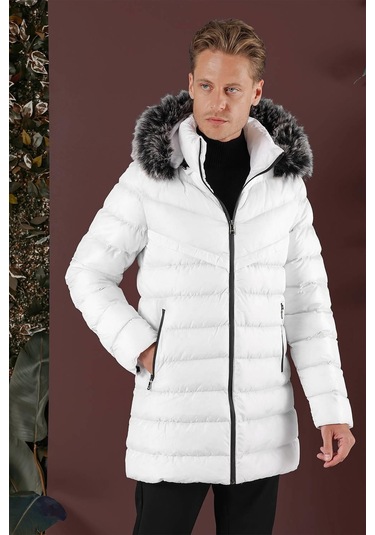 Efor Ka 076 Slim Fit Beyaz Spor Kaban Beyaz