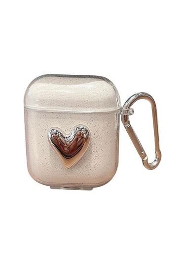 Apple Airpods 3. Nesil İle Uyumlu Kılıf Kalp Leopar Taş Kiraz Desenli Fiyok Tutmalı Kılıflar Şeffaf